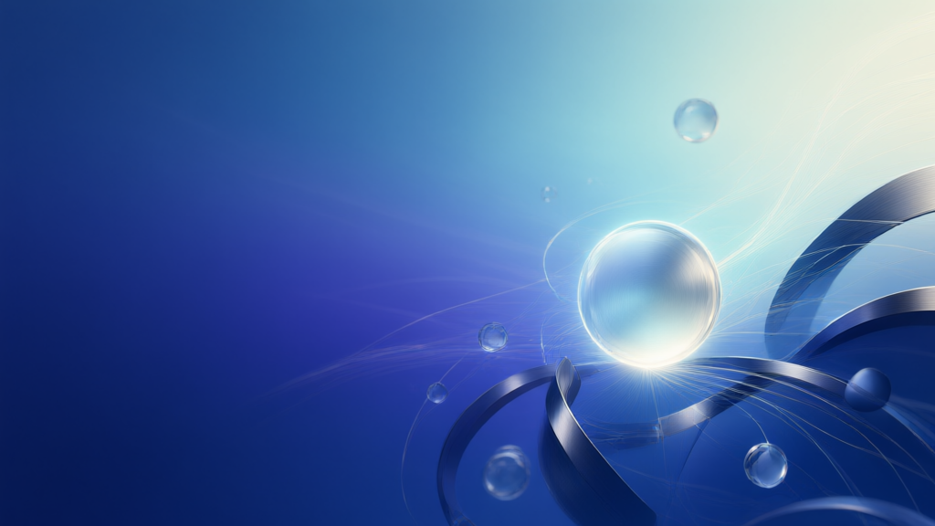 Abstract glass sphere surrounded by orbital rings